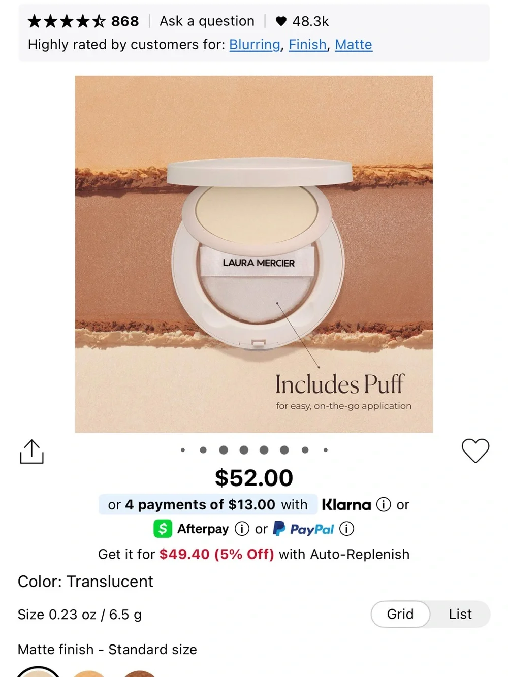 laura mercier Translucent Pressed Setting Powder - Compact Case